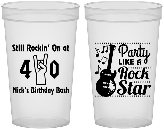 Custom Birthday 22 oz Translucent Cups - 40th Rock Star | 20266