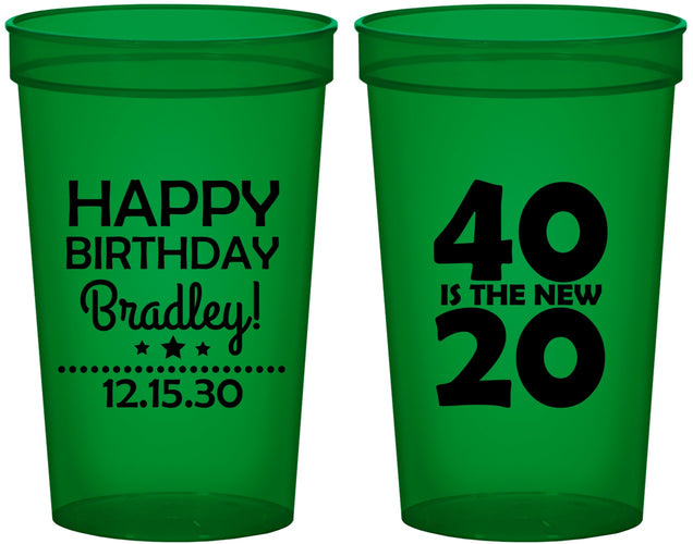 Custom Birthday 22 oz Translucent Cups - 40 Is The New 20 | 20269