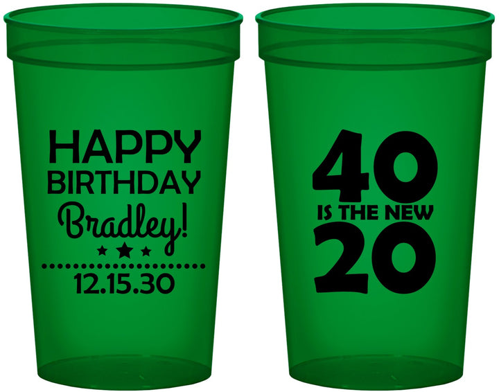 Custom Birthday 22 oz Translucent Cups - 40 Is The New 20 | 20269