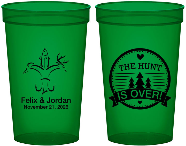Custom Wedding 22 oz Translucent Cups - The Hunt Is Over | 203