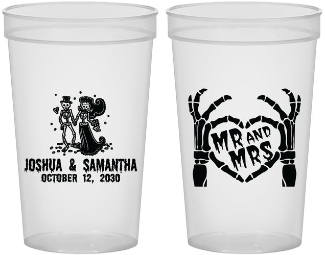 Custom Wedding 22 oz Translucent Cups - Mr And Mrs Skeleton | 204