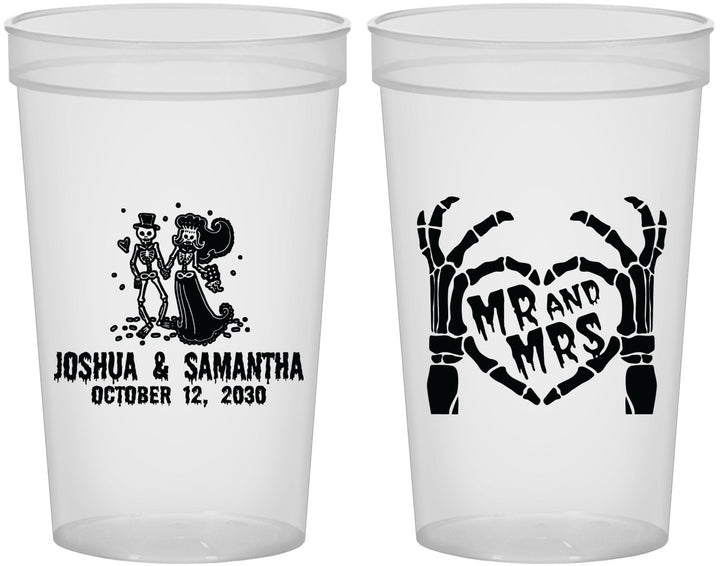 Custom Wedding 22 oz Translucent Cups - Mr And Mrs Skeleton | 204