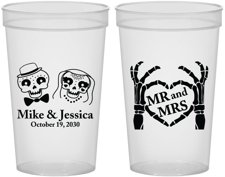 Custom Wedding 22 oz Translucent Cups - Mr And Mrs Halloween | 206