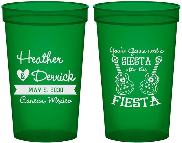 Custom Wedding 22 oz Translucent Cups - Siesta Fiesta Mexico | 207