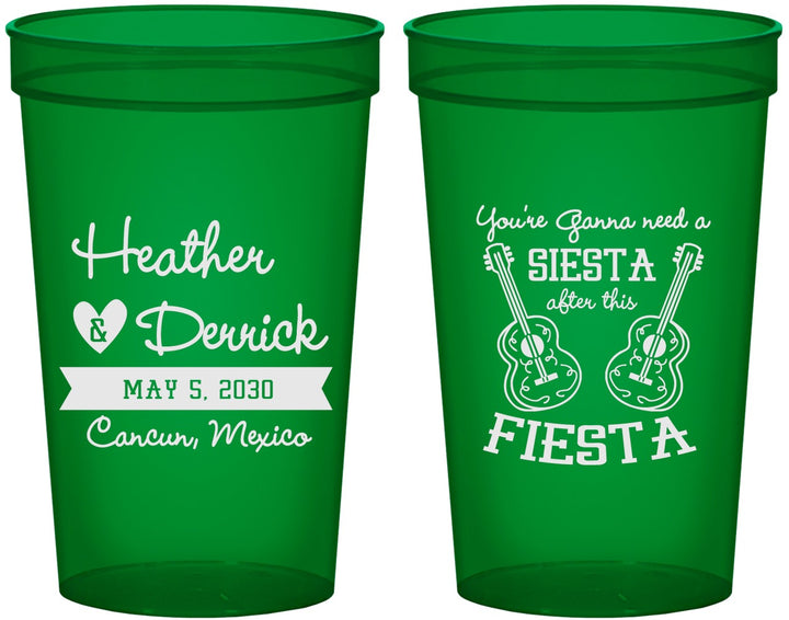 Custom Wedding 22 oz Translucent Cups - Siesta Fiesta Mexico | 207