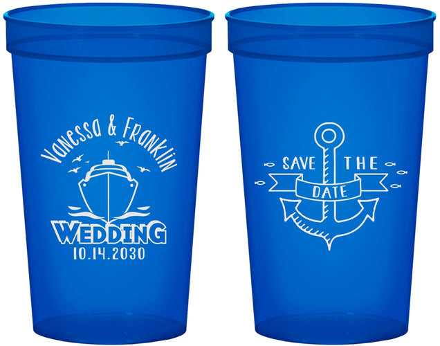 Custom Wedding 22 oz Translucent Cups - Save The Date Cruise | 209