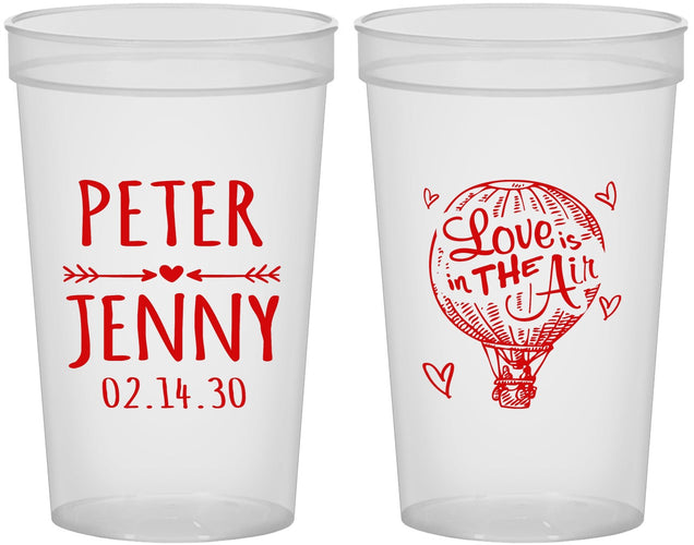 Custom Wedding 22 oz Translucent Cups - Love In Air Hot Air Balloon | 210