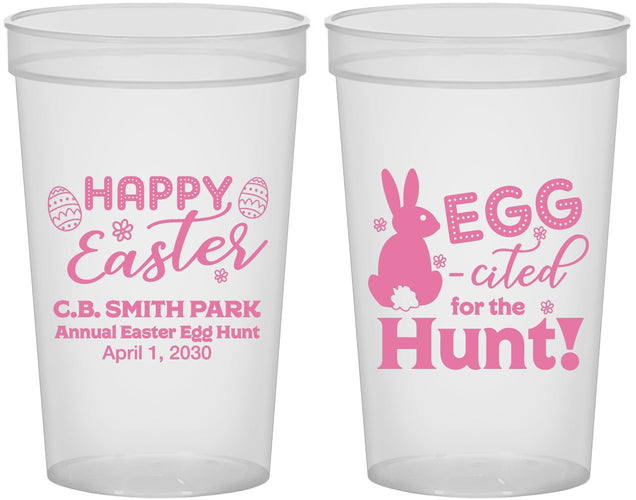 Custom Easter 22 oz Translucent Cups - Eggcited For Hunt Bunny | 210002