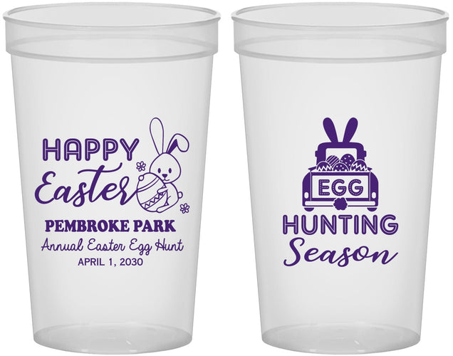 Custom Easter 22 oz Translucent Cups - Egg Hunting Bunny | 210004