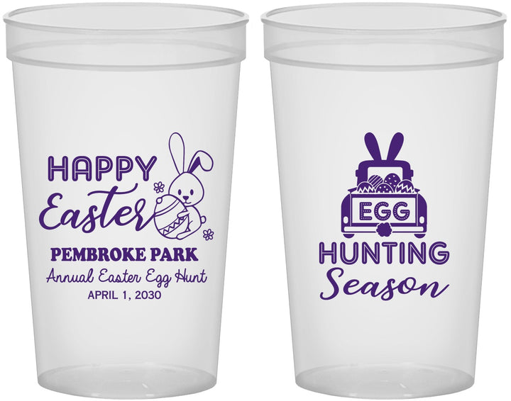 Custom Easter 22 oz Translucent Cups - Egg Hunting Bunny | 210004