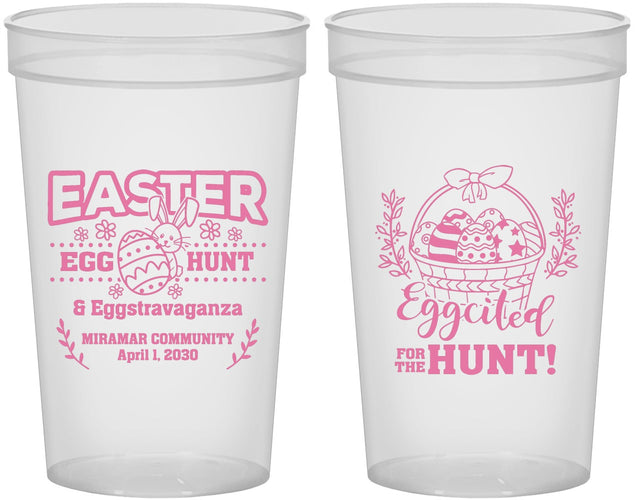 Custom Easter 22 oz Translucent Cups - Eggcited For Hunt Bunny | 210006