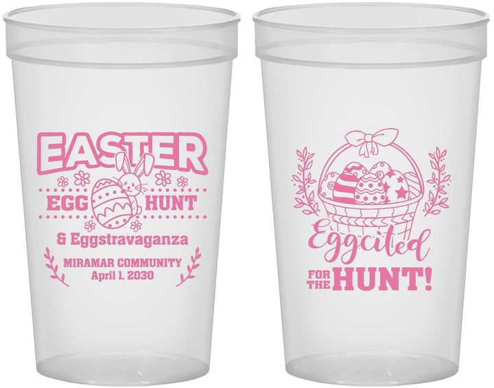 Custom Easter 22 oz Translucent Cups - Eggcited For Hunt Bunny | 210006