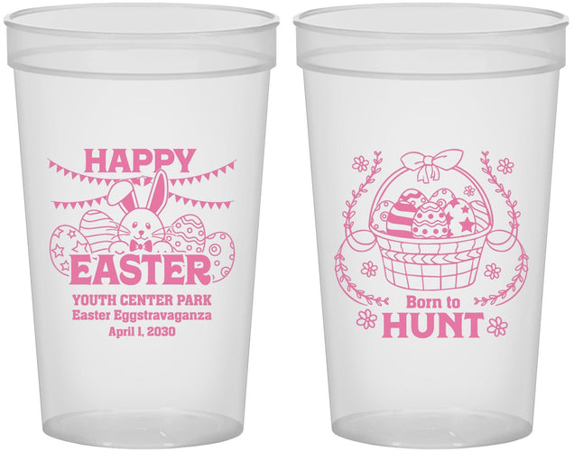 Custom Easter 22 oz Translucent Cups - Born To Hunt Bunny | 210007