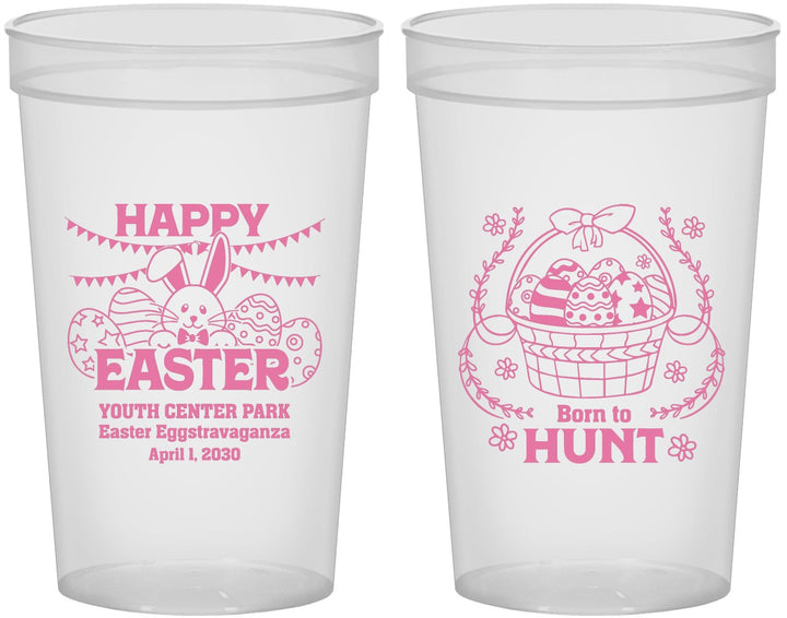 Custom Easter 22 oz Translucent Cups - Born To Hunt Bunny | 210007