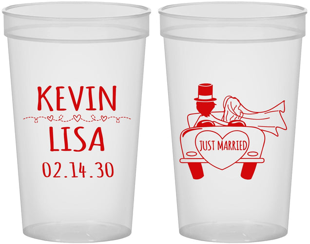 Custom Wedding 22 oz Translucent Cups - Just Married | 212