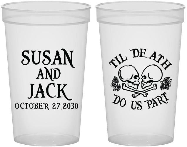 Custom Wedding 22 oz Translucent Cups - Til Death Do Us Part | 213