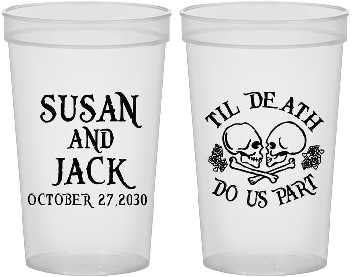 Custom Wedding 22 oz Translucent Cups - Til Death Do Us Part | 213