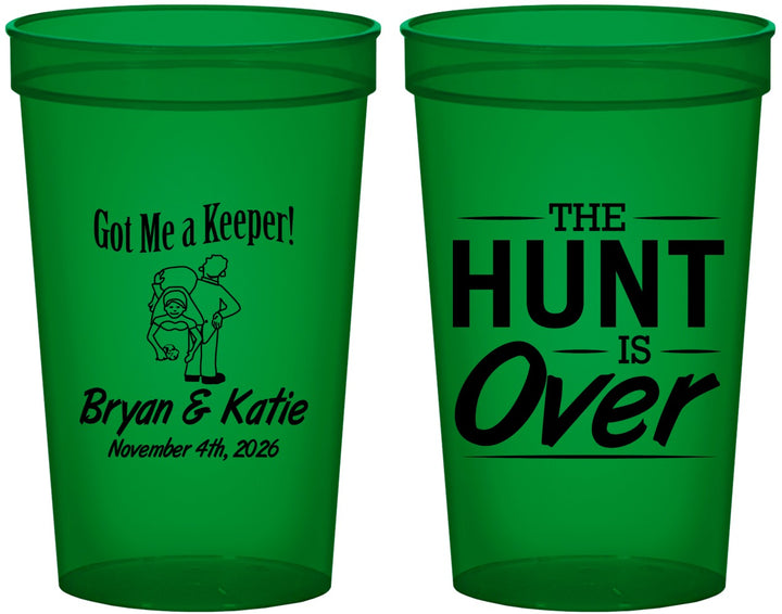 Custom Wedding 22 oz Translucent Cups - The Hunt Is Over | 216