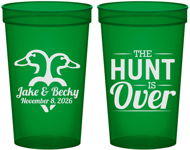 Custom Wedding 22 oz Translucent Cups - The Hunt Is Over Duck | 217