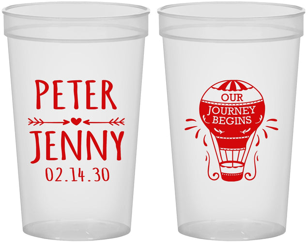 Custom Wedding 22 oz Translucent Cups - Hot Air Balloon | 219