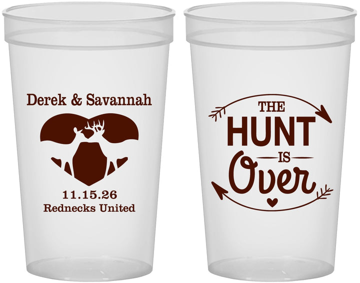 Custom Wedding 22 oz Translucent Cups - The Hunt Is Over Deer | 220