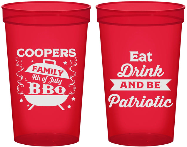 Custom 4th Of July 22 oz Translucent Cups - Eat Drink Patriotic | 220002