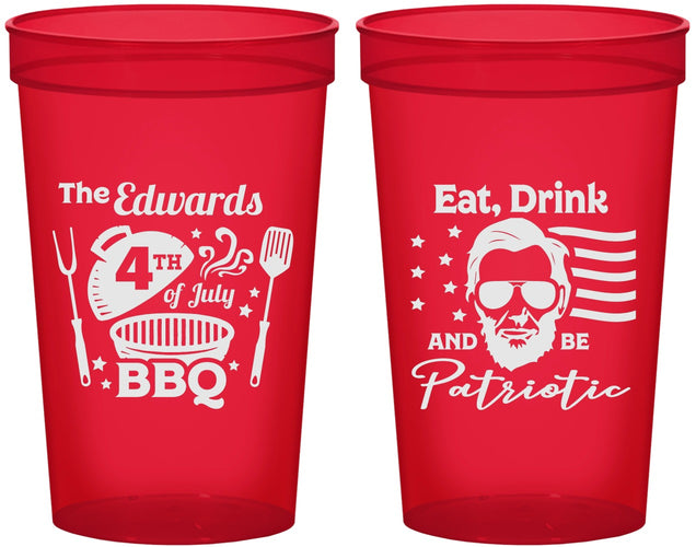 Custom 4th Of July 22 oz Translucent Cups - Eat Drink Patriotic | 220006