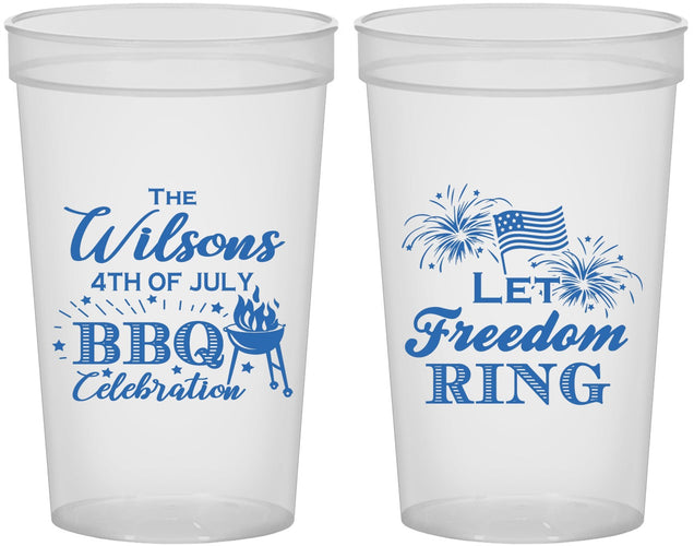 Custom 4th Of July 22 oz Translucent Cups - Bbq Fireworks | 220009