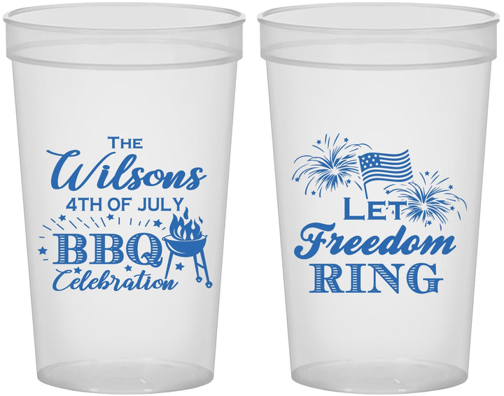 Custom 4th Of July 22 oz Translucent Cups - Bbq Fireworks | 220009