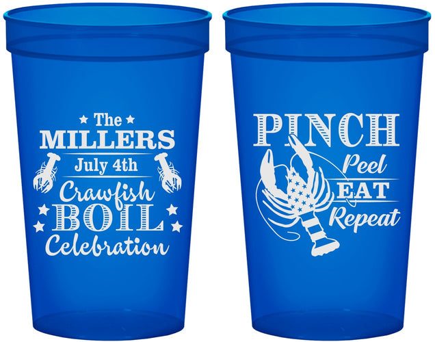 Custom 4th Of July 22 oz Translucent Cups - Pink Peel Crawfish | 220011