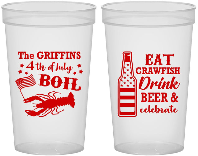 Custom 4th Of July 22 oz Translucent Cups - Crawfish Boil | 220012