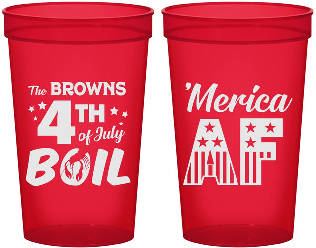 Custom 4th Of July 22 oz Translucent Cups - Merica Af | 220014