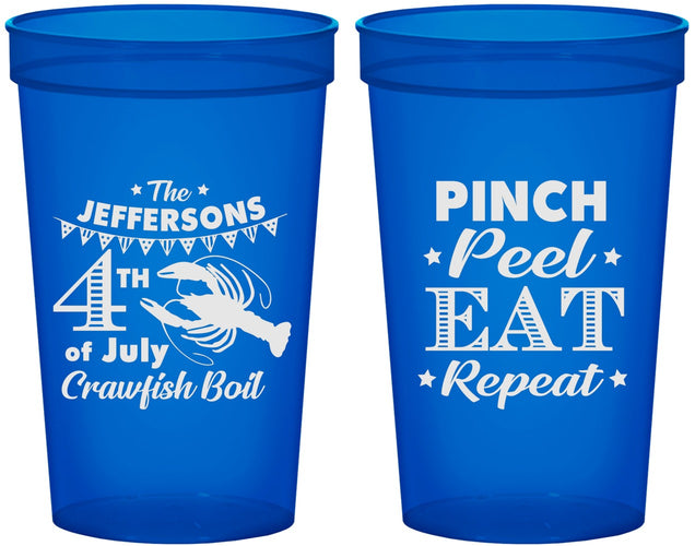Custom 4th Of July 22 oz Translucent Cups - Pink Peel Crawfish | 220015