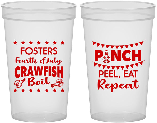 Custom 4th Of July 22 oz Translucent Cups - Crawfish Boil | 220016