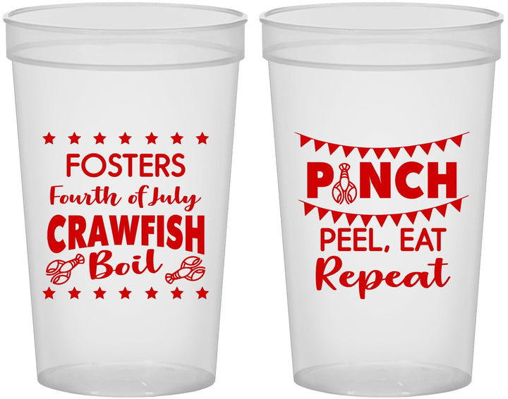 Custom 4th Of July 22 oz Translucent Cups - Crawfish Boil | 220016