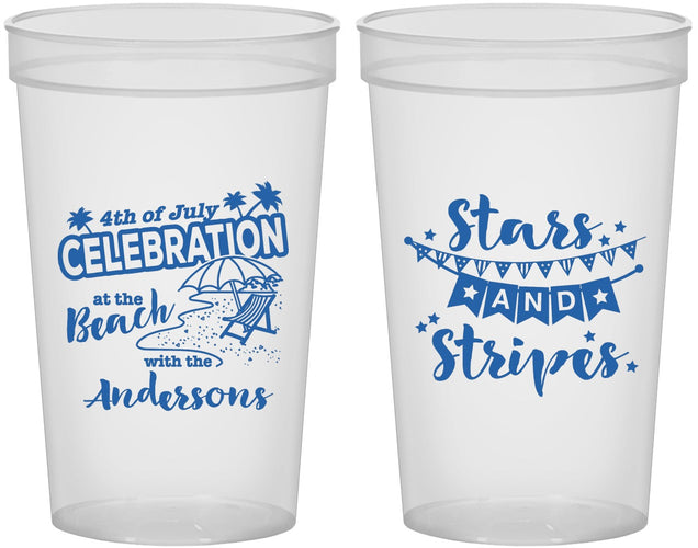 Custom 4th Of July 22 oz Translucent Cups - Fireworks | 220021