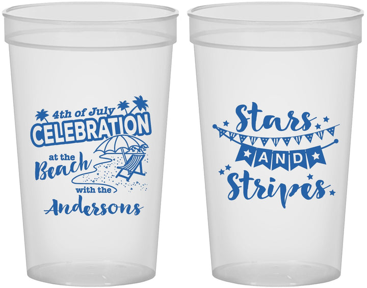 Custom 4th Of July 22 oz Translucent Cups - Fireworks | 220021