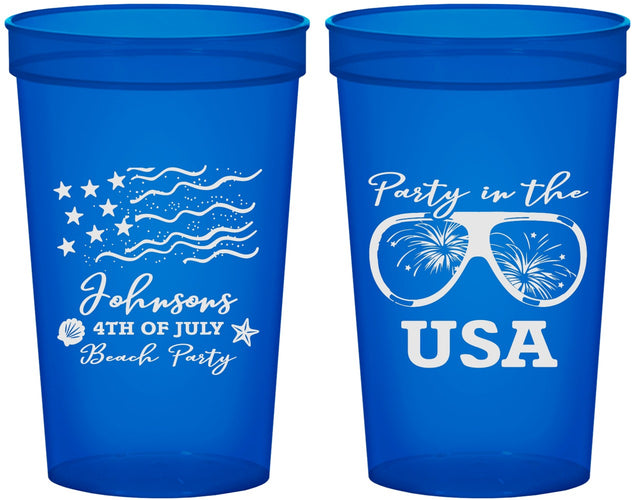 Custom 4th Of July 22 oz Translucent Cups - Party In The Usa | 220023