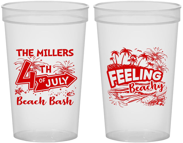 Custom 4th Of July 22 oz Translucent Cups - Feeling Beachy | 220024