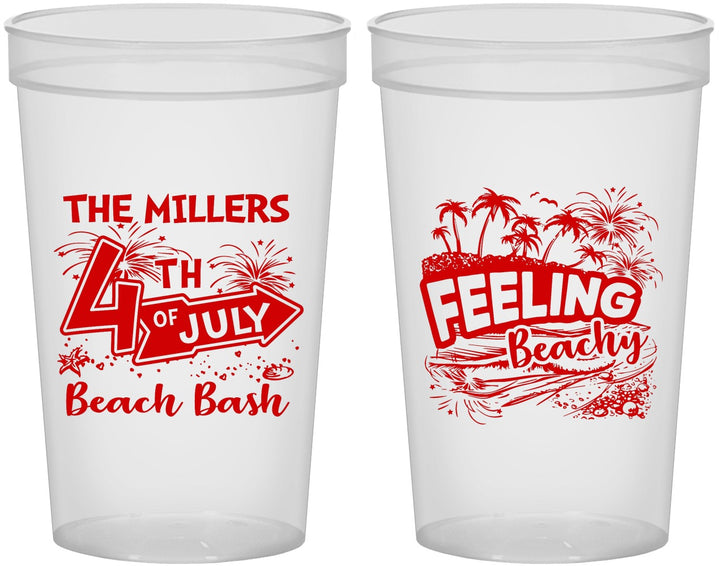 Custom 4th Of July 22 oz Translucent Cups - Feeling Beachy | 220024