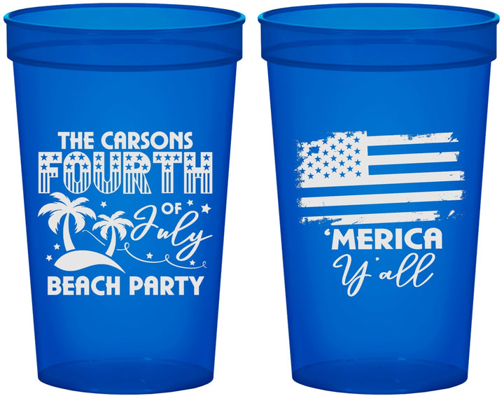 Custom 4th Of July 22 oz Translucent Cups - Beach Merica Yall | 220027