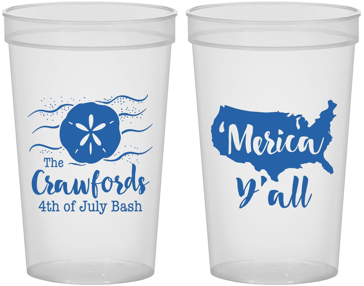 Custom 4th Of July 22 oz Translucent Cups - Beach Merica Yall | 220029