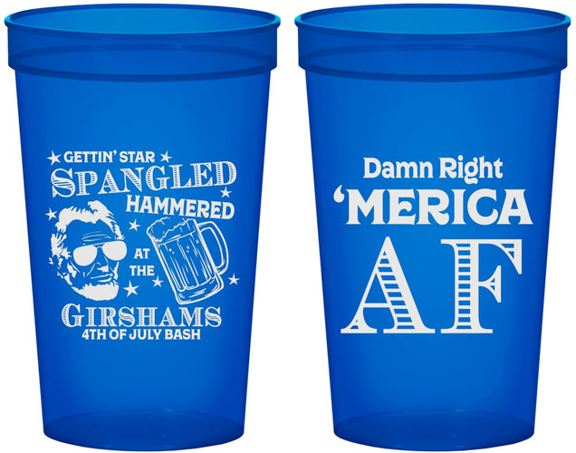 Custom 4th Of July 22 oz Translucent Cups - Merica Af | 220031