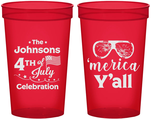 Custom 4th Of July 22 oz Translucent Cups - Merica Yall | 220034