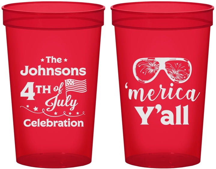 Custom 4th Of July 22 oz Translucent Cups - Merica Yall | 220034