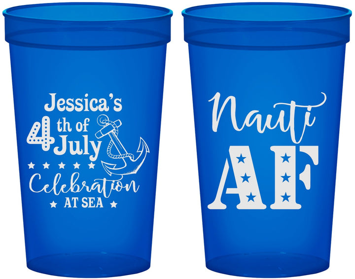 Custom 4th Of July 22 oz Translucent Cups - Nautical Anchor | 220035