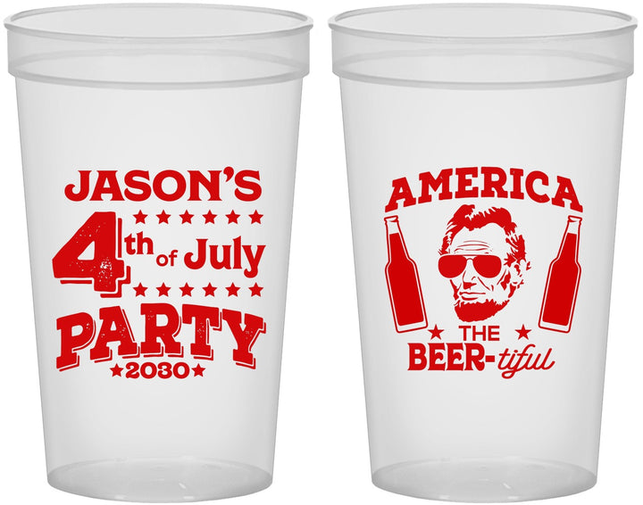 Custom 4th Of July 22 oz Translucent Cups - Bbq Lincoln | 220036