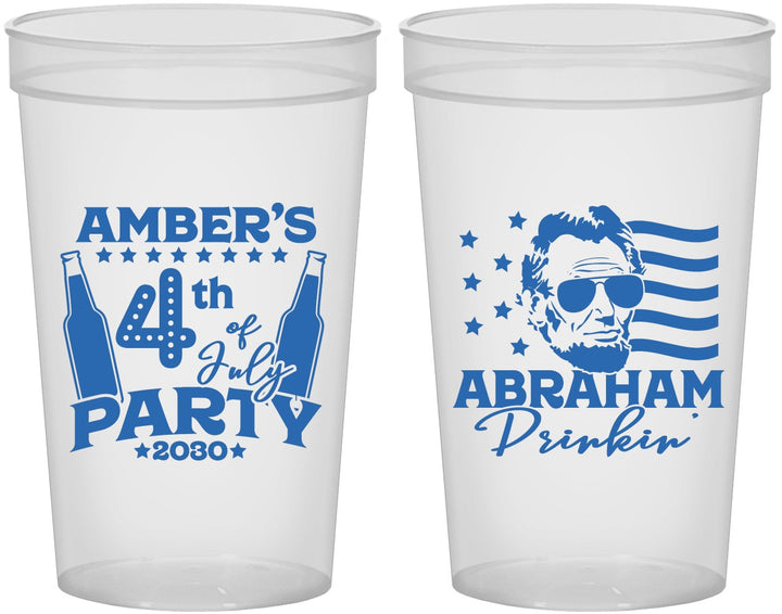 Custom 4th Of July 22 oz Translucent Cups - Abraham Drinkin | 220037