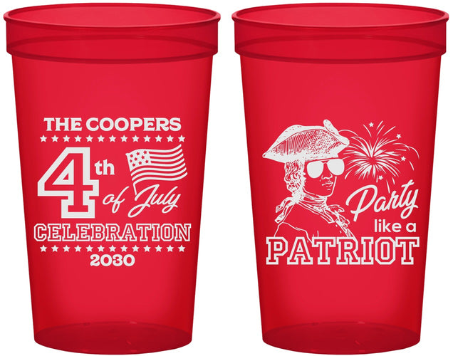 Custom 4th Of July 22 oz Translucent Cups - Patriot | 220038