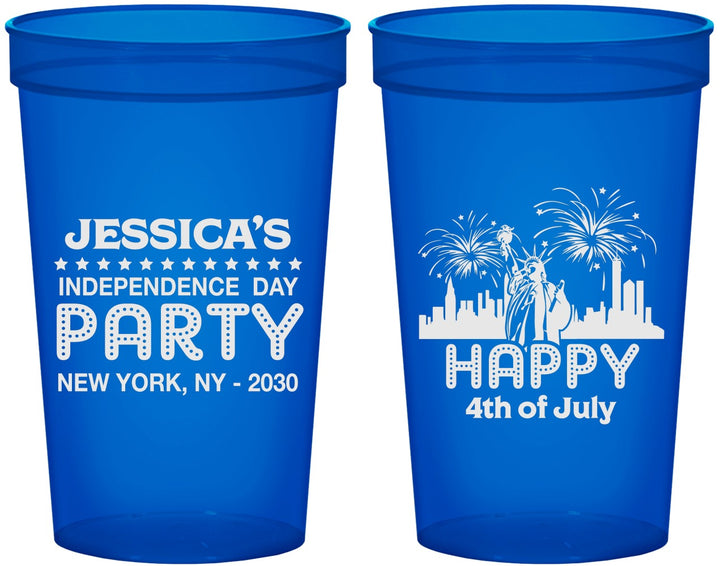Custom 4th Of July 22 oz Translucent Cups - New York | 220039